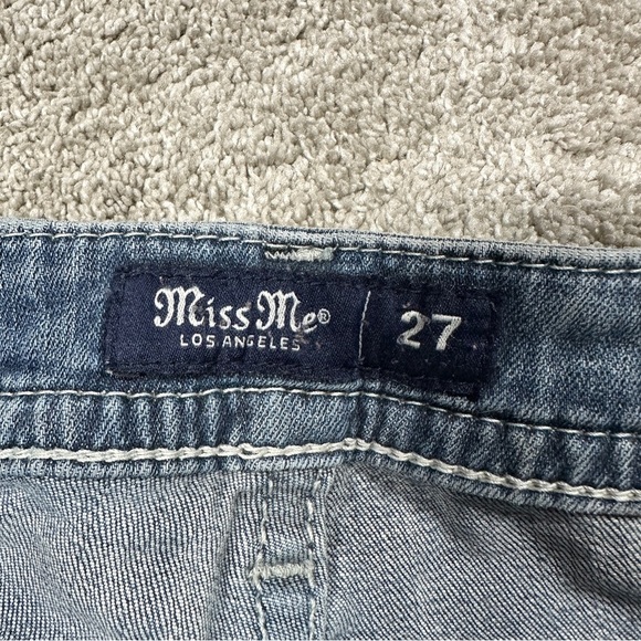 Miss Me Chloe Slim Boot Cut Jeans Mid Rise Border Stitch Flap Pockets Blue 27 - Picture 9 of 16